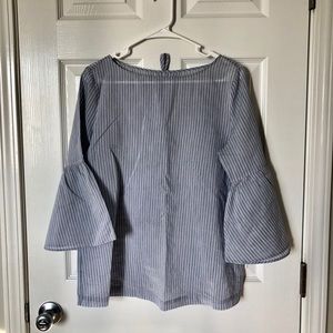 SOLD - Pinstriped blouse with trumpet sleeves